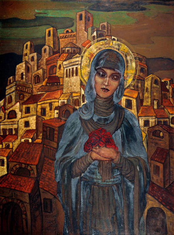 Roses of the Heart (Madonna of the Roses) by Svetoslav Roerich. 1923